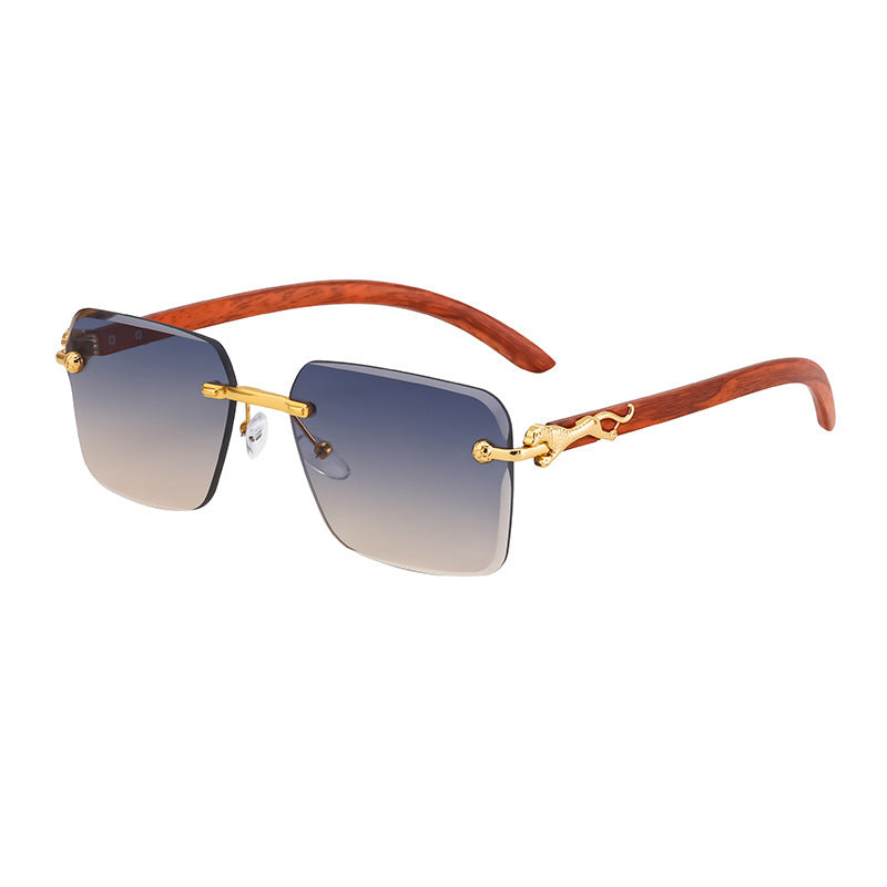 Damen Modische Quadratische Sonnenbrille mit eleganten Holzarmen Karnz