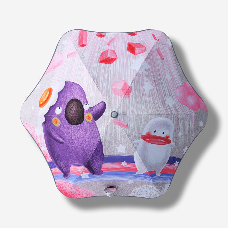 Damen Faltregenschirm mit tierischem Motiv und sicherem Handgriff Karnz
