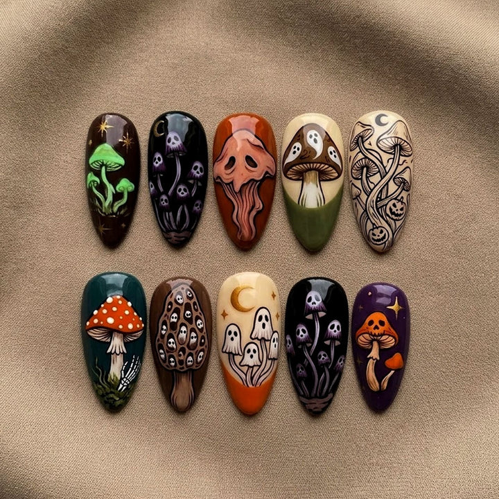 Kreatives Kunstnagelset mit verspieltem Halloween-Motiv Karnz