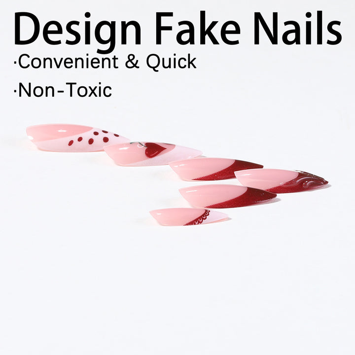 Kreatives Kunstnagelset mit romantischem Herz-Design und verspielten Akzenten Karnz