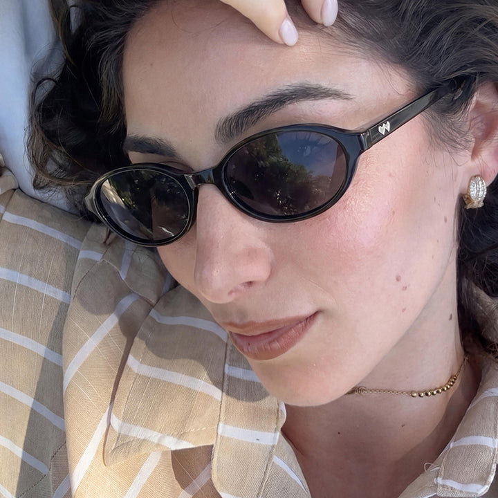 Damen modische Sonnenbrille mit ovalem Rahmen und UV-Schutz Karnz