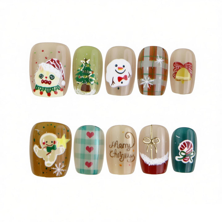 Festliches, urlaubsorientiertes Press-On Nagelset Karnz