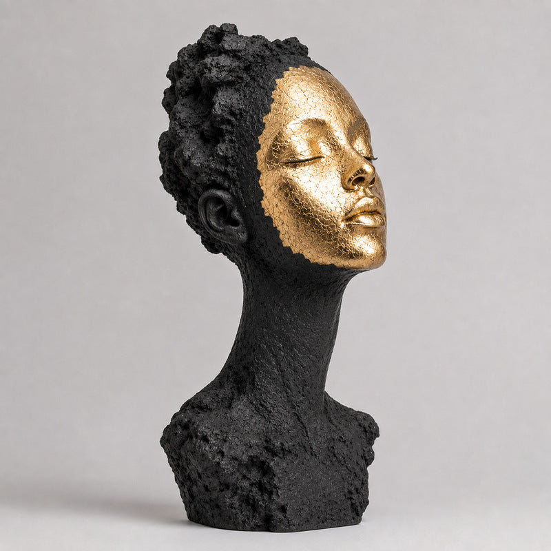 Künstlerische goldene und schwarze dekorative Büste Skulptur