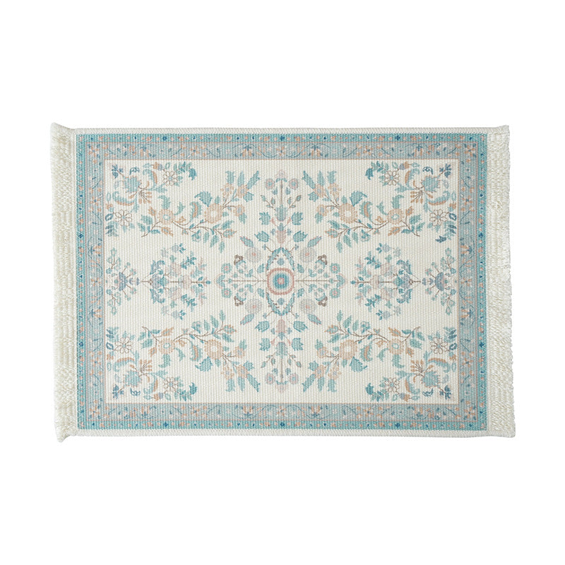 Gewebter kleiner Läufer-Teppich im Vintage-Ornamentstil mit Fransen