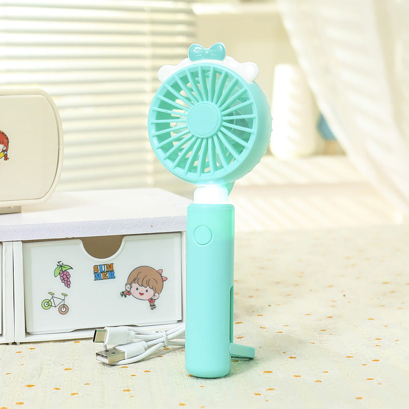 Damen Tragbarer Handventilator mit LED-Beleuchtung und süßem Tierdesign Karnz