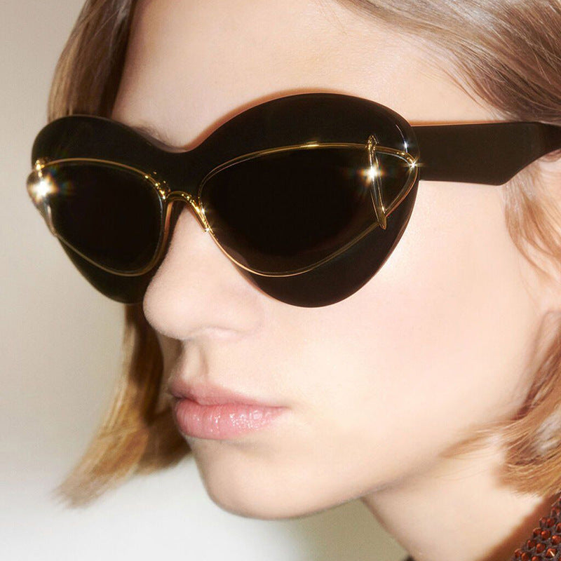 Damen extravagante Katzenaugen-Sonnenbrille Karnz
