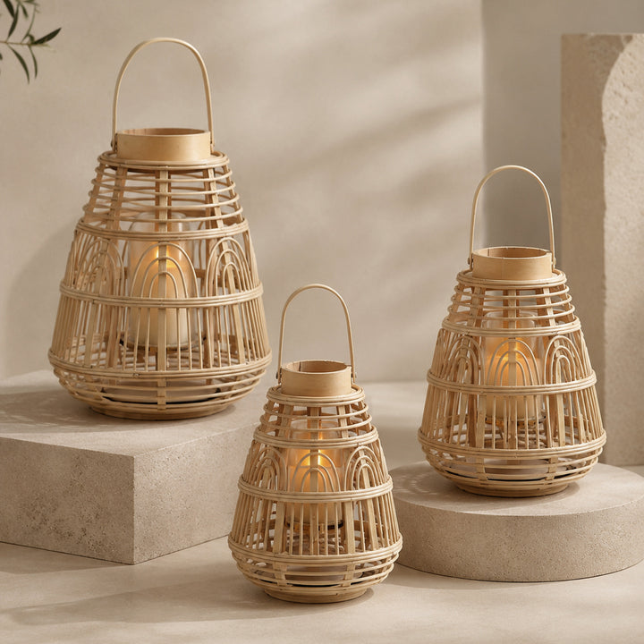 Rustikale Rattan-Laterne Karnz