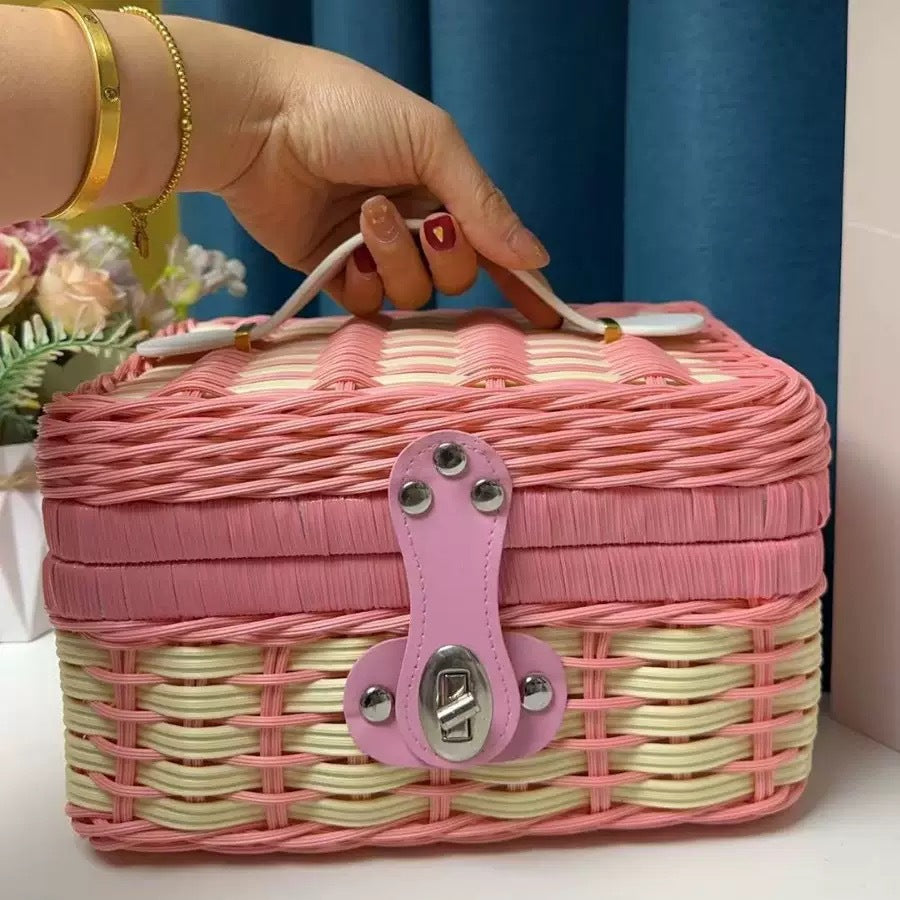 Damen Robuster Rattan Aufbewahrungskoffer Karnz