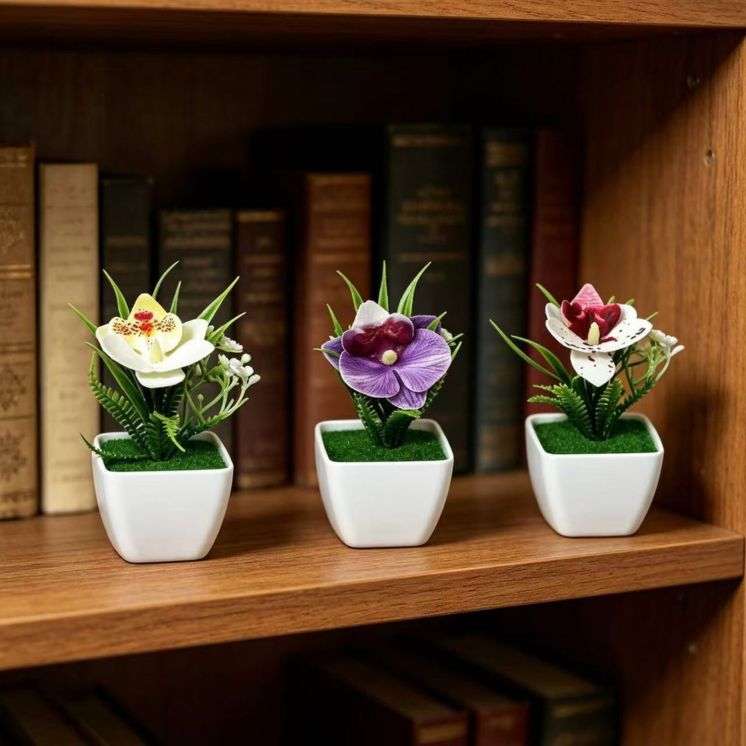 Kleine Topfpflanze Künstliche Orchideenarrangement