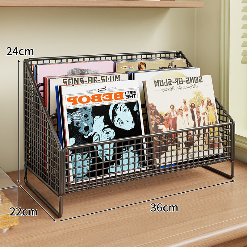Winkeleckiger Drei-Tier Metall-Mesh Vinyl-Schallplatten- und Magazin-Organizer-Regal