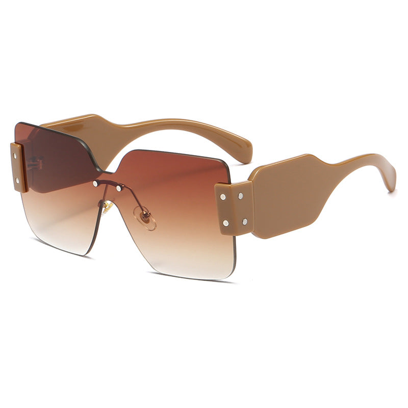 Damen modische flache Sonnenbrille mit kreativem Design Karnz