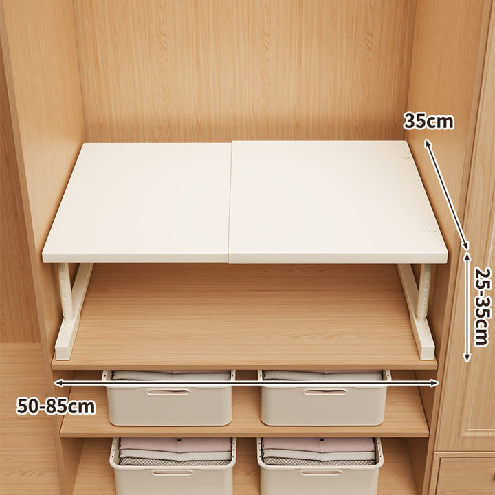 Erweiterbare Klappkleiderschrank-Regalplatte mit teleskopischer Unterstützung
