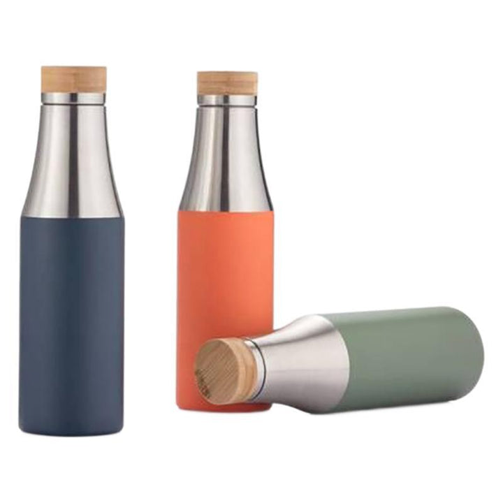 Damen doppelwandige Edelstahl Trinkflasche mit Bambusdeckel Karnz