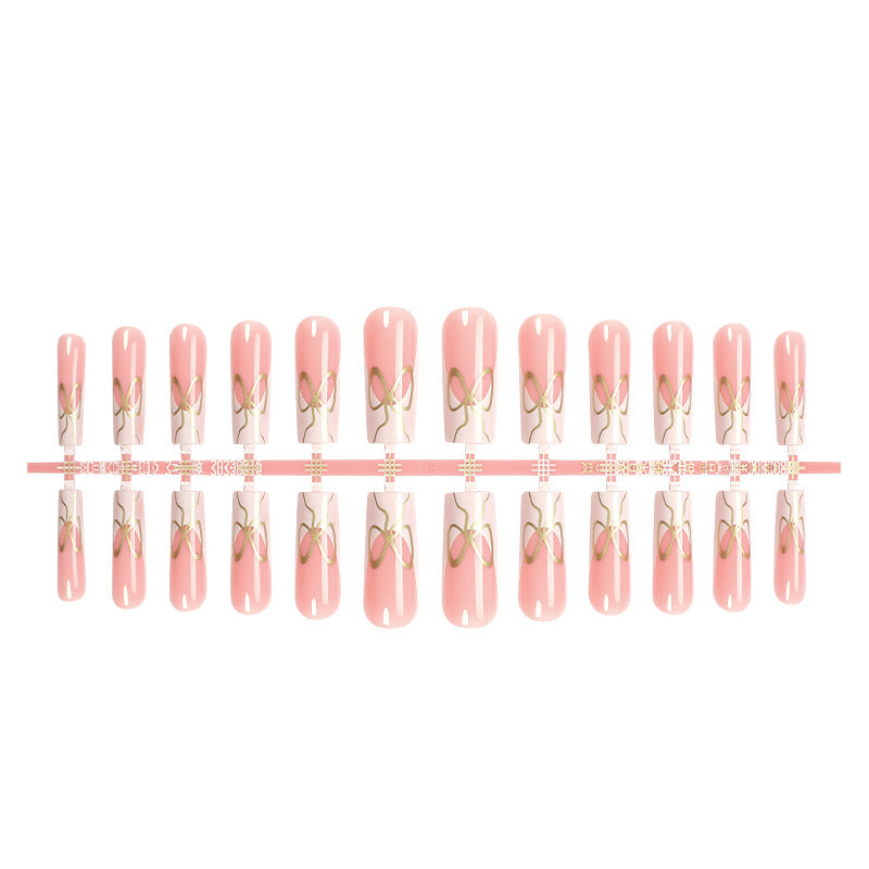 Dekorativer Press-On Nail Set mit künstlerischen Schleifen Designs Karnz