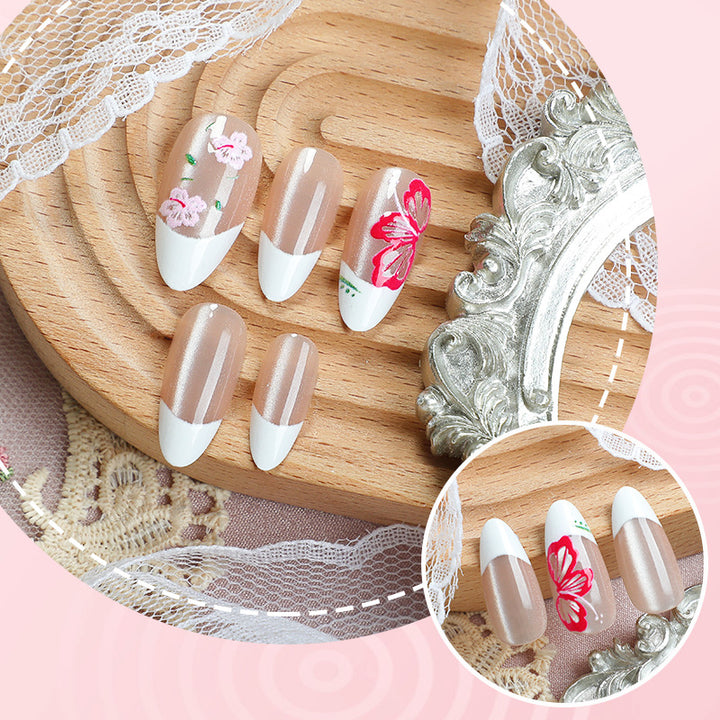 Blumen Französische Spitze Press-On Nagelkunst Set