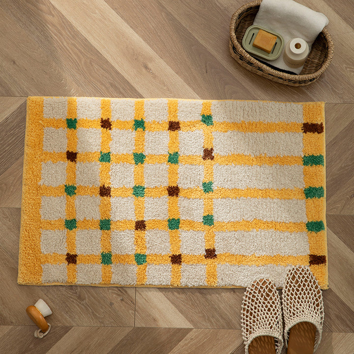 Weicher Läufer-Badteppich mit geometrischem Karomuster und rutschfester Unterseite Karnz