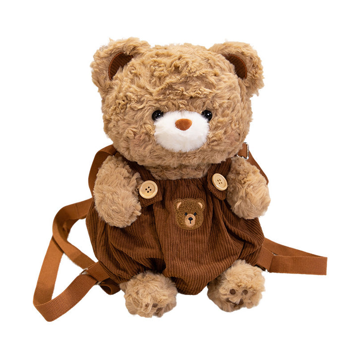 Plüsch Teddy Bär Rucksack mit Corduroy Latzhose & verstellbaren Trägern Karnz