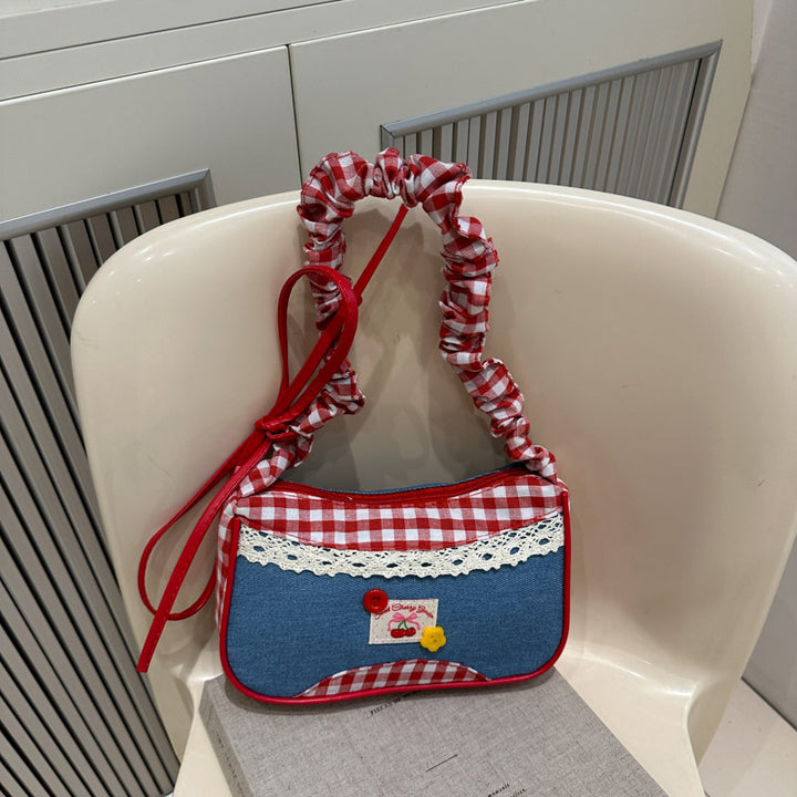 Retro Gingham Mini Umhängetasche Karnz