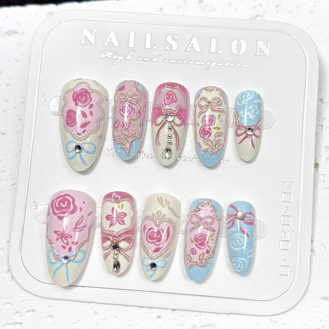 Elegante Floral Art Press-On Nail Set