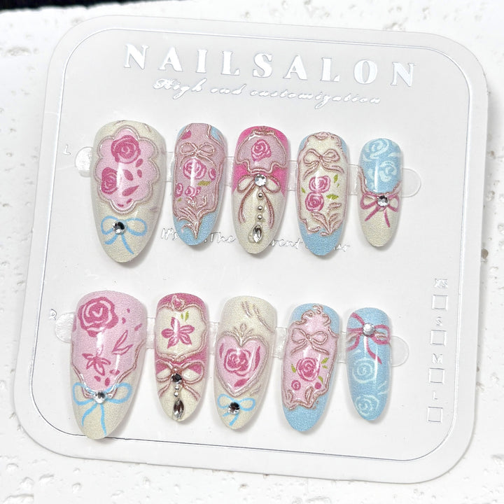 Elegante Floral Art Press-On Nail Set