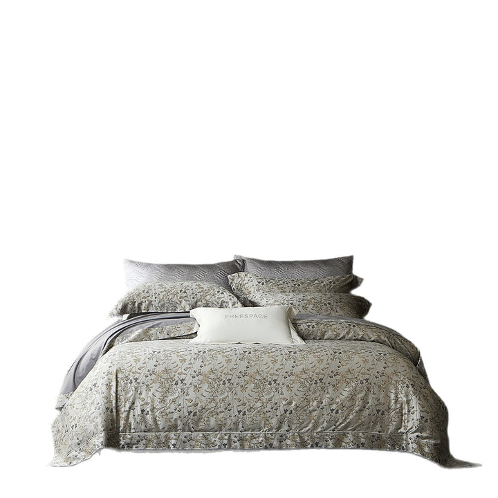 Jacquard Floral Sateen Bettbezug-Set mit Kissenbezügen