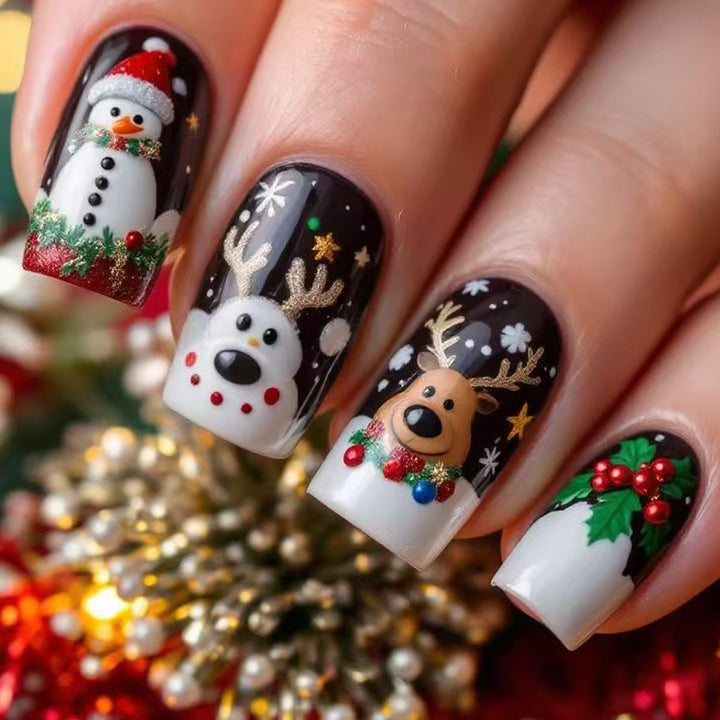 Künstliche Kunstnägel mit Festlichem Weihnachtsdesign Karnz