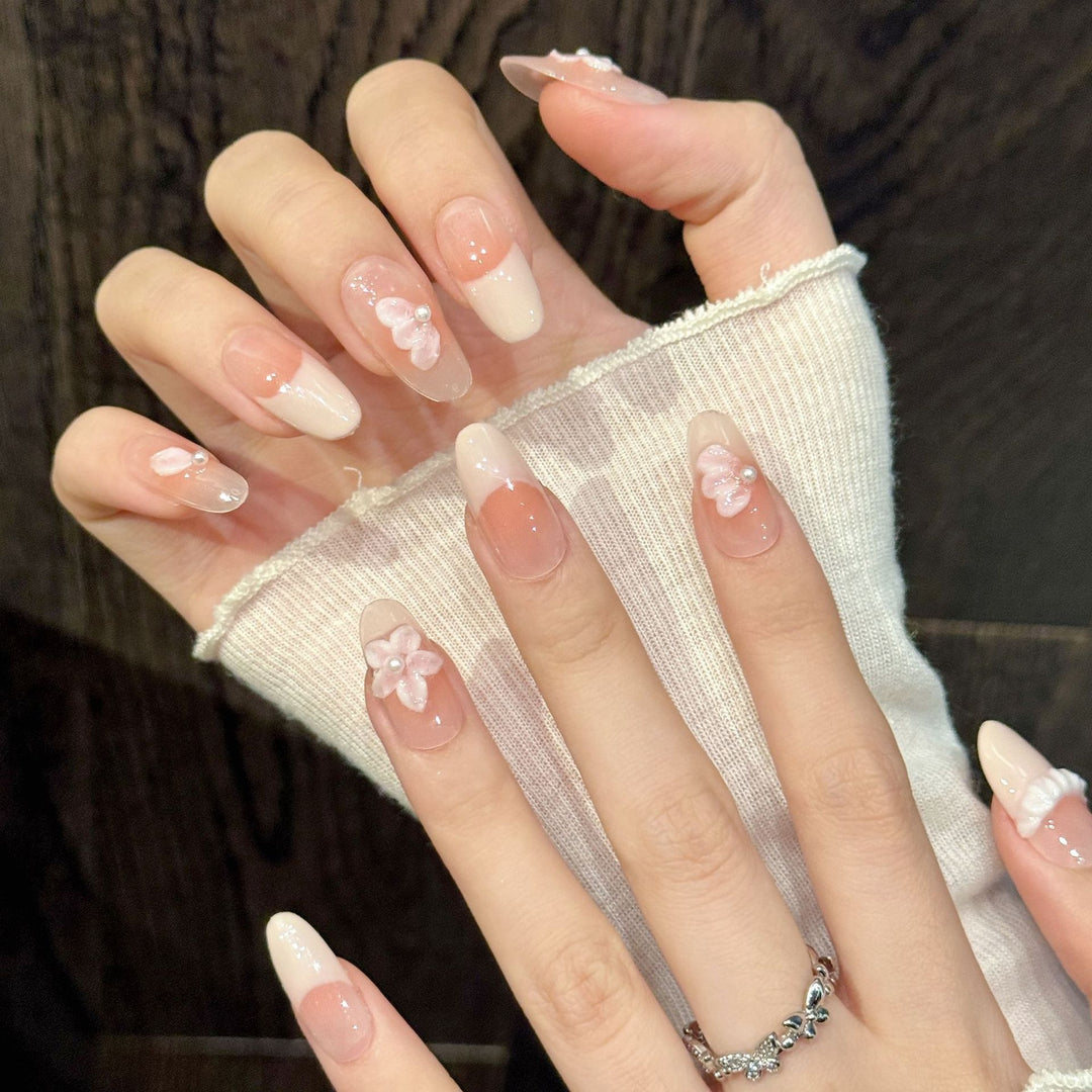 Florales Acryl Press-On Nagelkunst Set