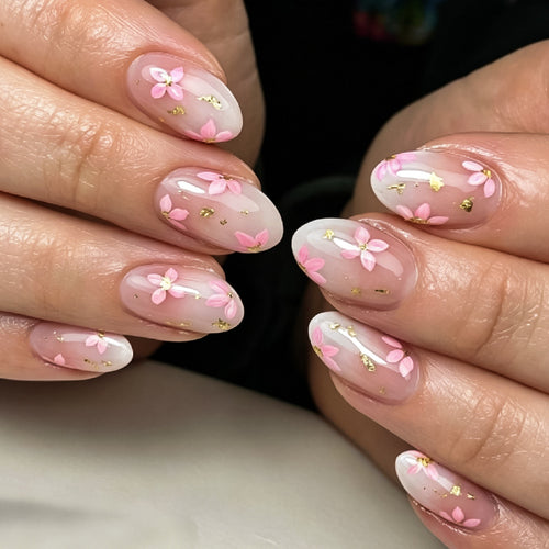 Dekorativer Floral Press-On Nagel Satz Karnz