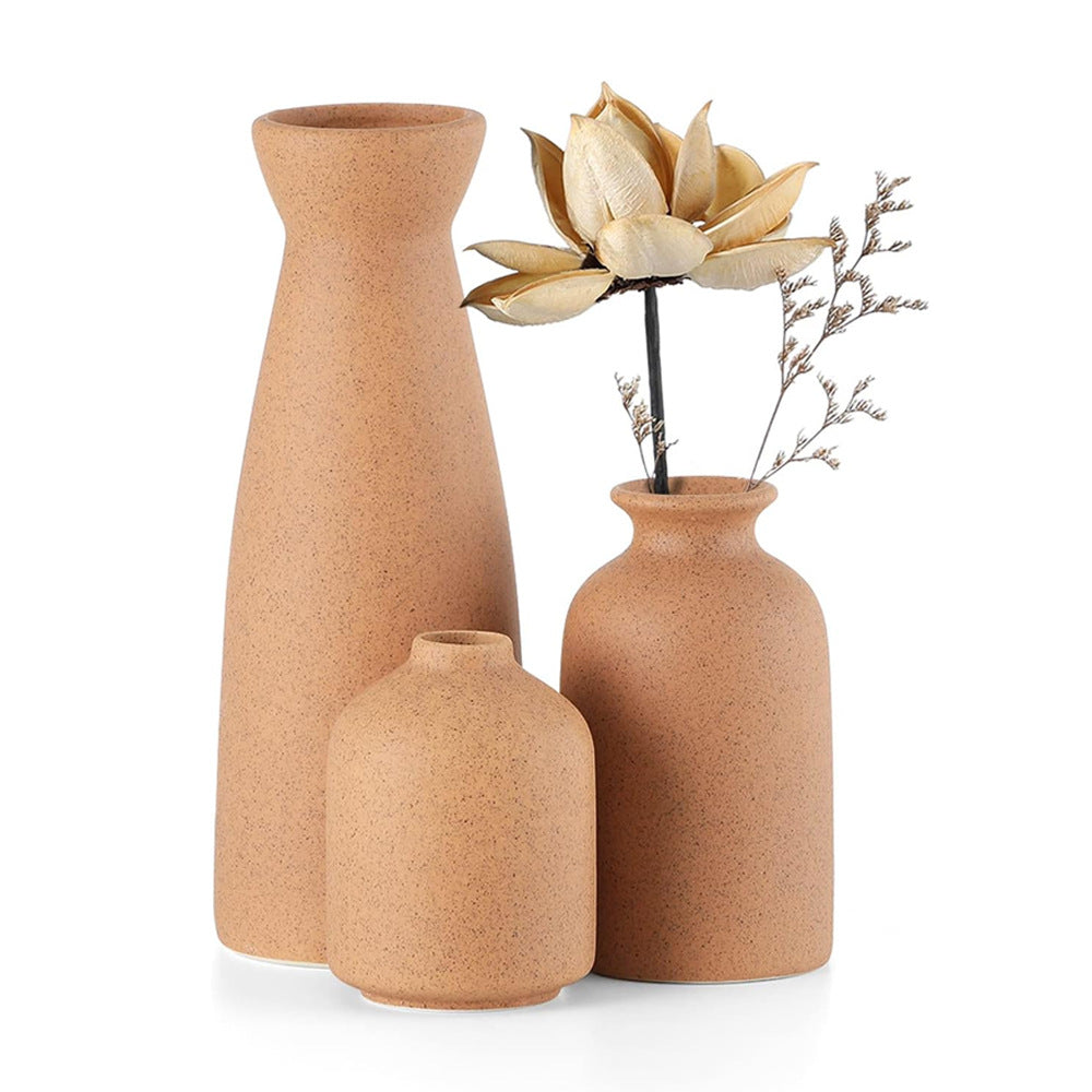 Texturiertes Keramik Blumenvasen Set