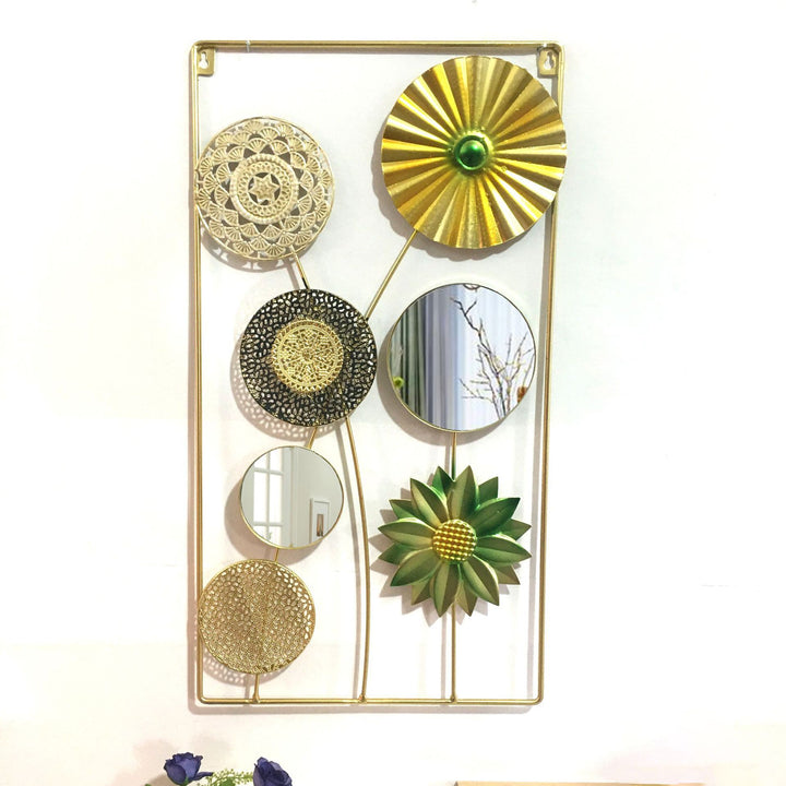 Dekorative Metallwandkunst mit tropischem Blatt- und Spiegeldesign Karnz