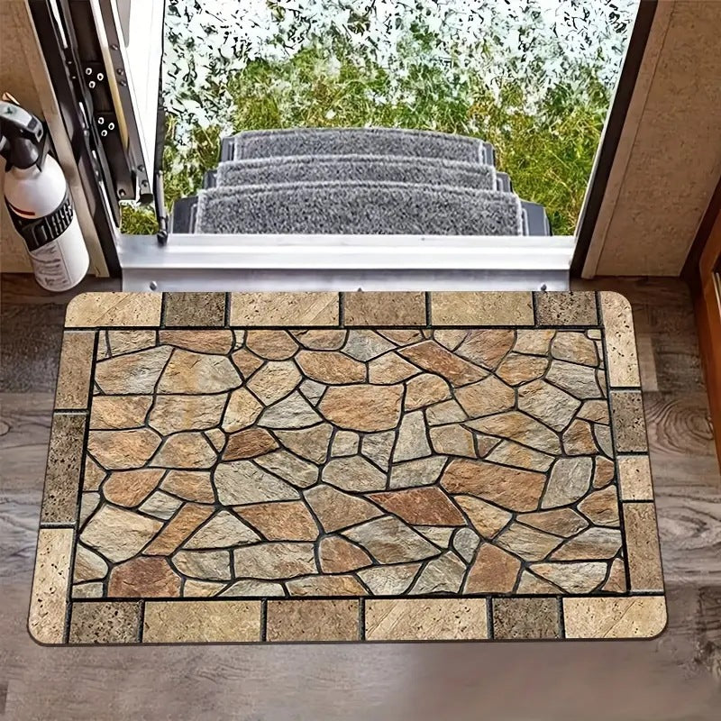 Dekorativer Steinoptik Eingangsteppich