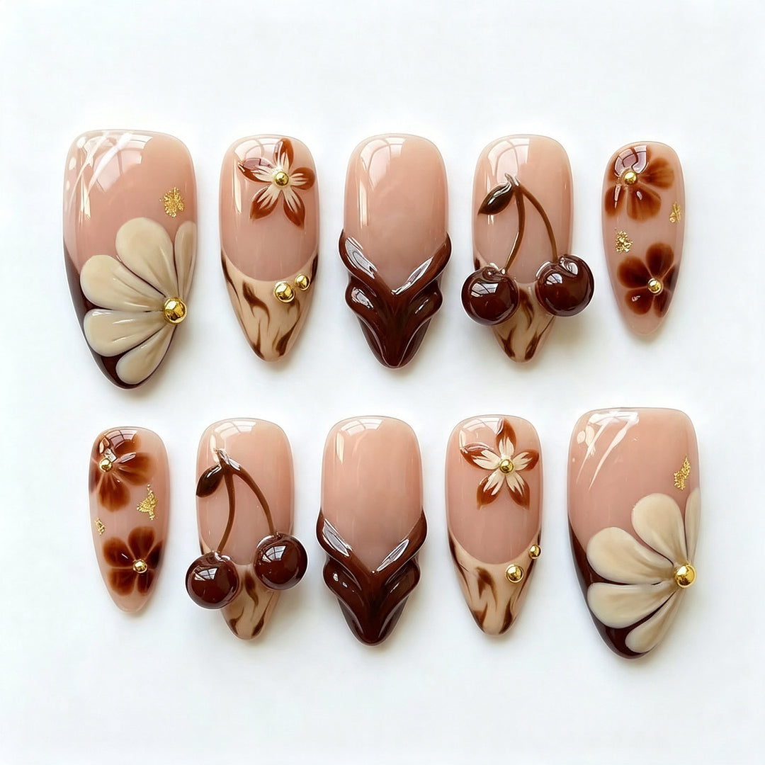 Dekoratives Floral Art Press-On Nagelset
