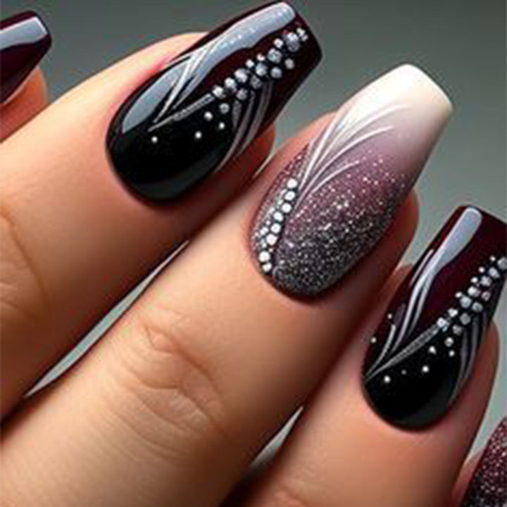 Glamouröse Dekorative Stiletto Druck-Nägel Karnz