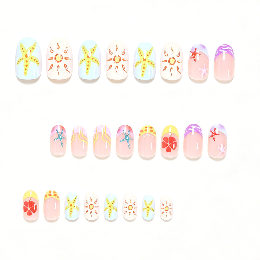 Künstlerische Sommer-Themen Press-On Nagelkunst Karnz