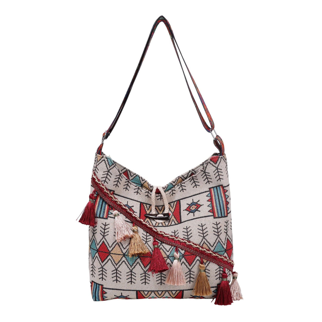 WoEthnic Gemusterte Klapp-Hobo-Tasche Karnz