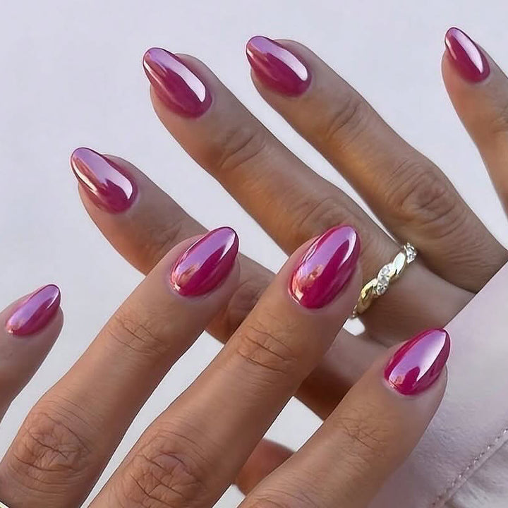 Glänzende mandelförmige Press-On-Nagelerweiterungen Karnz
