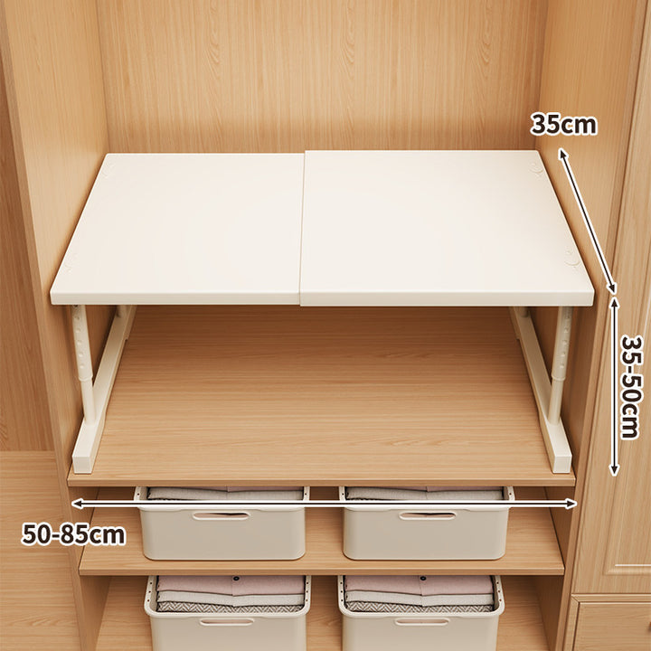 Erweiterbare Klappkleiderschrank-Regalplatte mit teleskopischer Unterstützung
