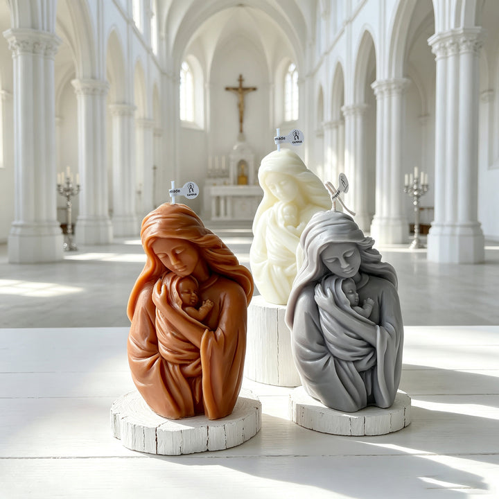 Skulptierte Jungfrauen-Maria Kerzenhalter