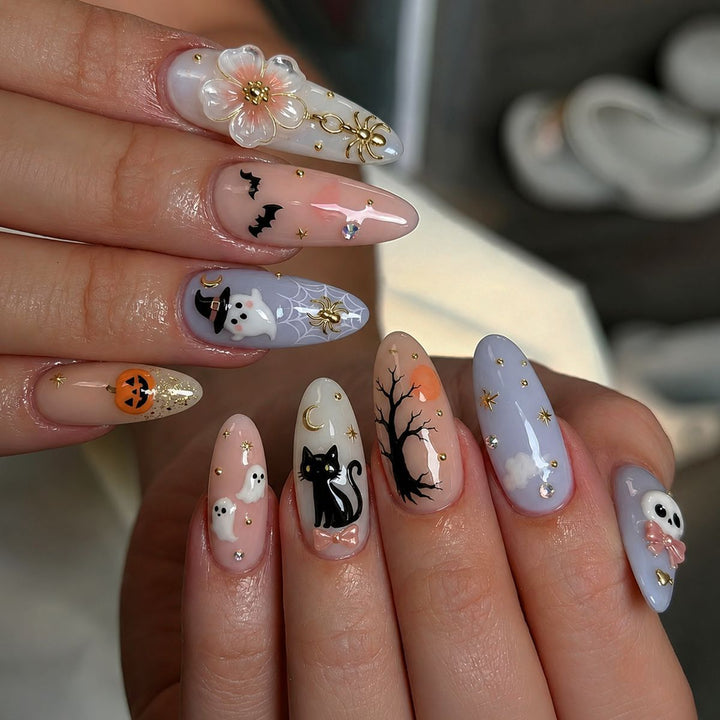 Halloween Kunstnagelset mit kreativen, gruseligen Motiven Karnz