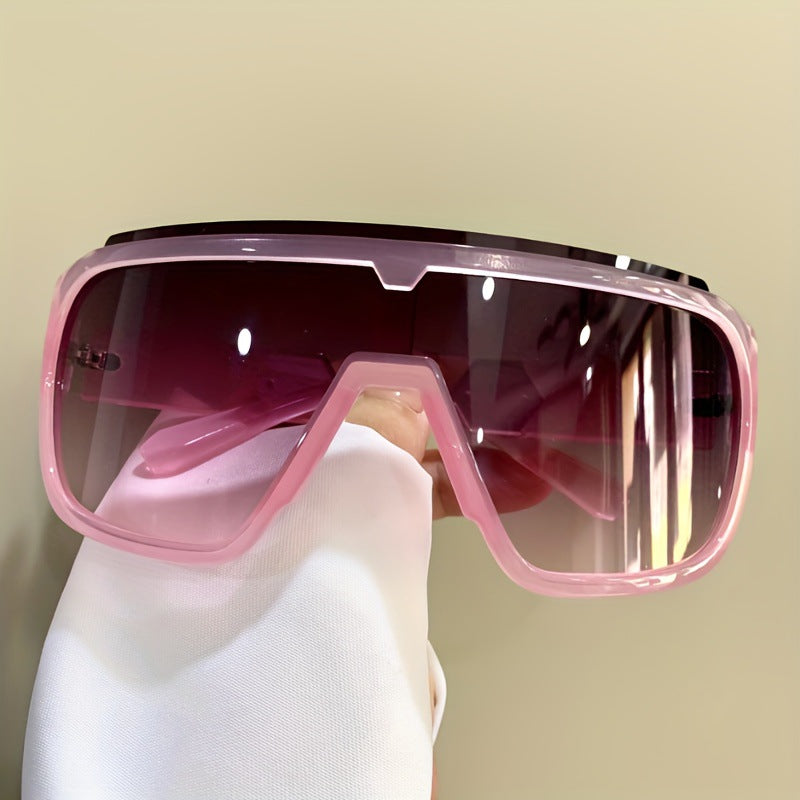 Damen sportive Sonnenbrille mit futuristischem Design und breiter Front Karnz
