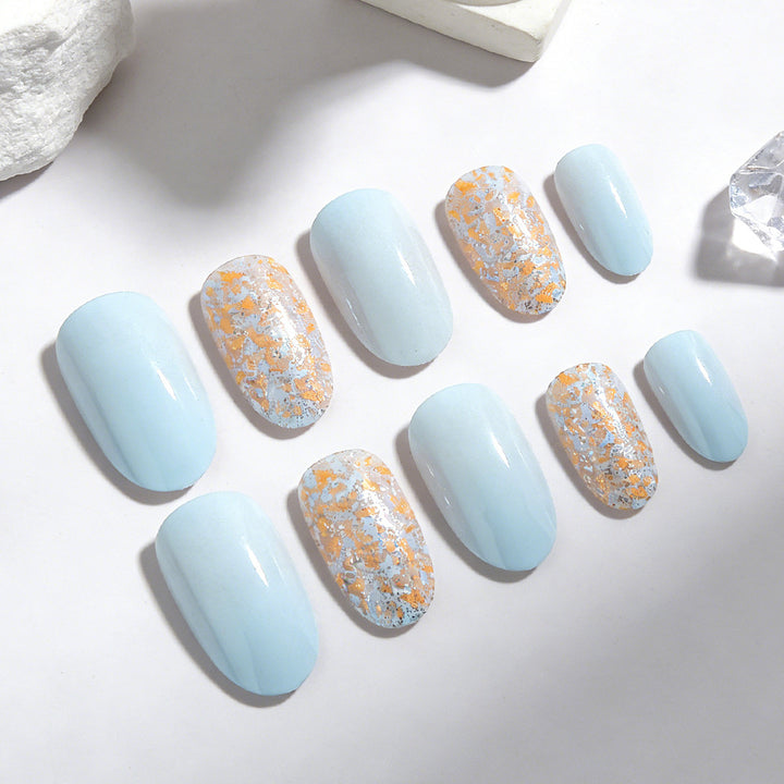 Elegantes Press-On-Nagelkunst-Set mit Glitzerakzenten Karnz