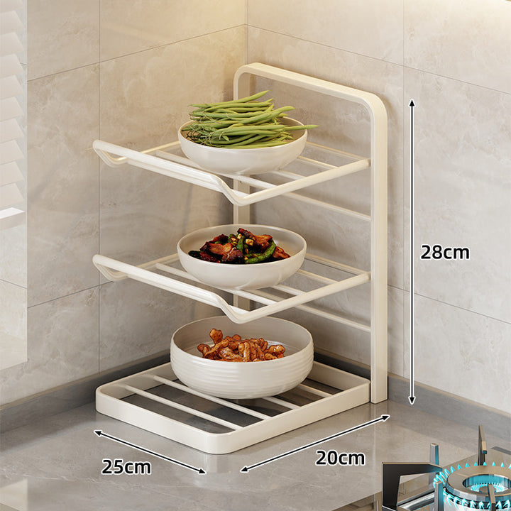 Multi-Tier Vertikaler Thekenregal für Schalen mit Tropfschale & Schrägboden-Design