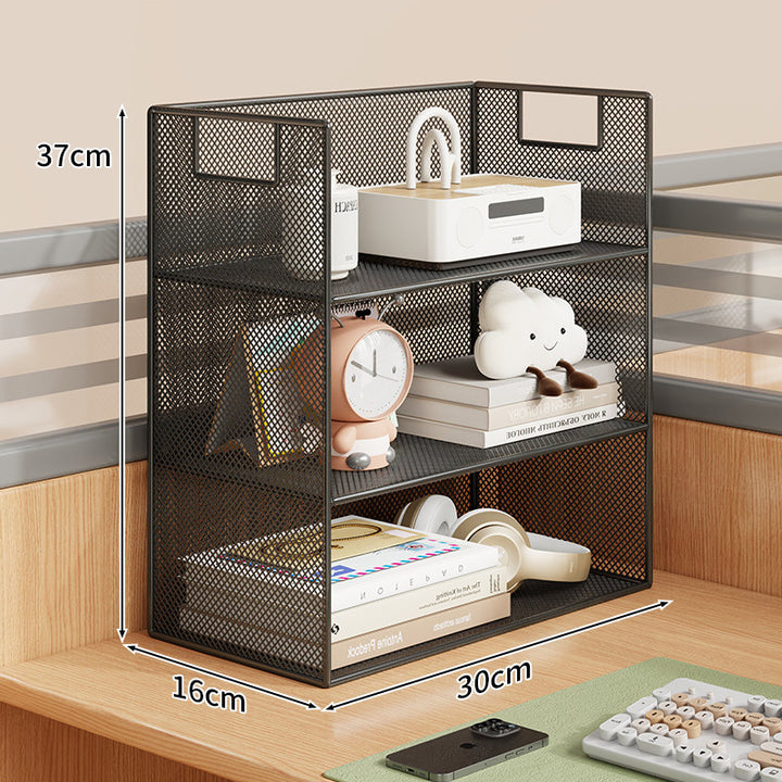 Mesh Desktop Open-Shelf Organizer mit integrierten Griffen und Trennwänden