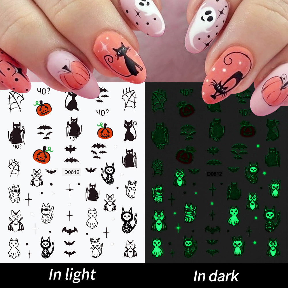 Leuchtende Geister-Nagelkunst Aufkleber Set