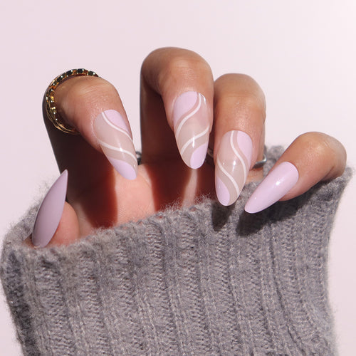 Elegante Stiletto Press-On Nägel mit künstlerischem Wirbel-Design Karnz