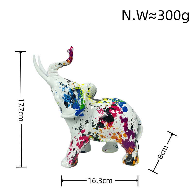 Kunstvolle Elefantenfigur mit buntem Design Karnz