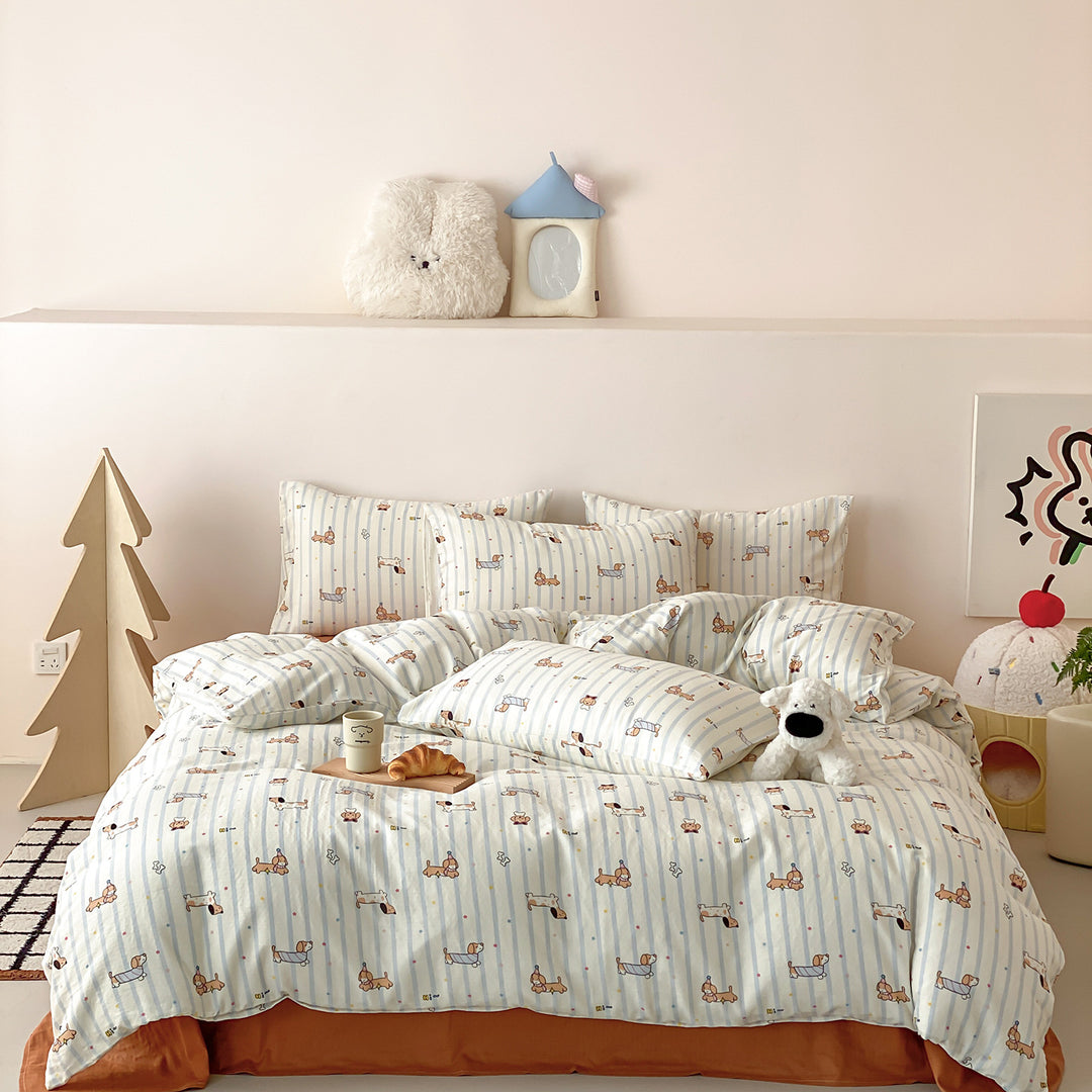 Children's Printed Cotton Duvet Cover Set with Matching Pillowcases