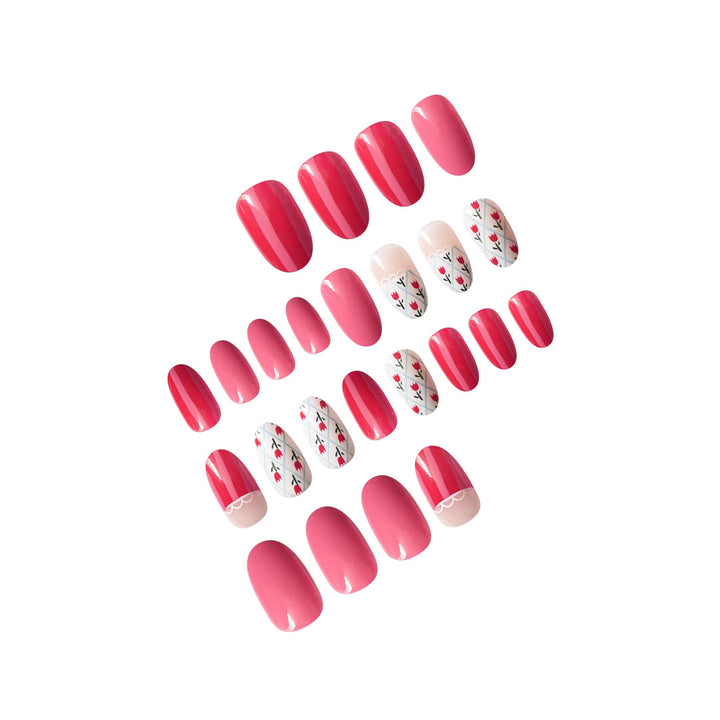 Künstlerisches Floral gemustertes Press-On Nail Art Set Karnz