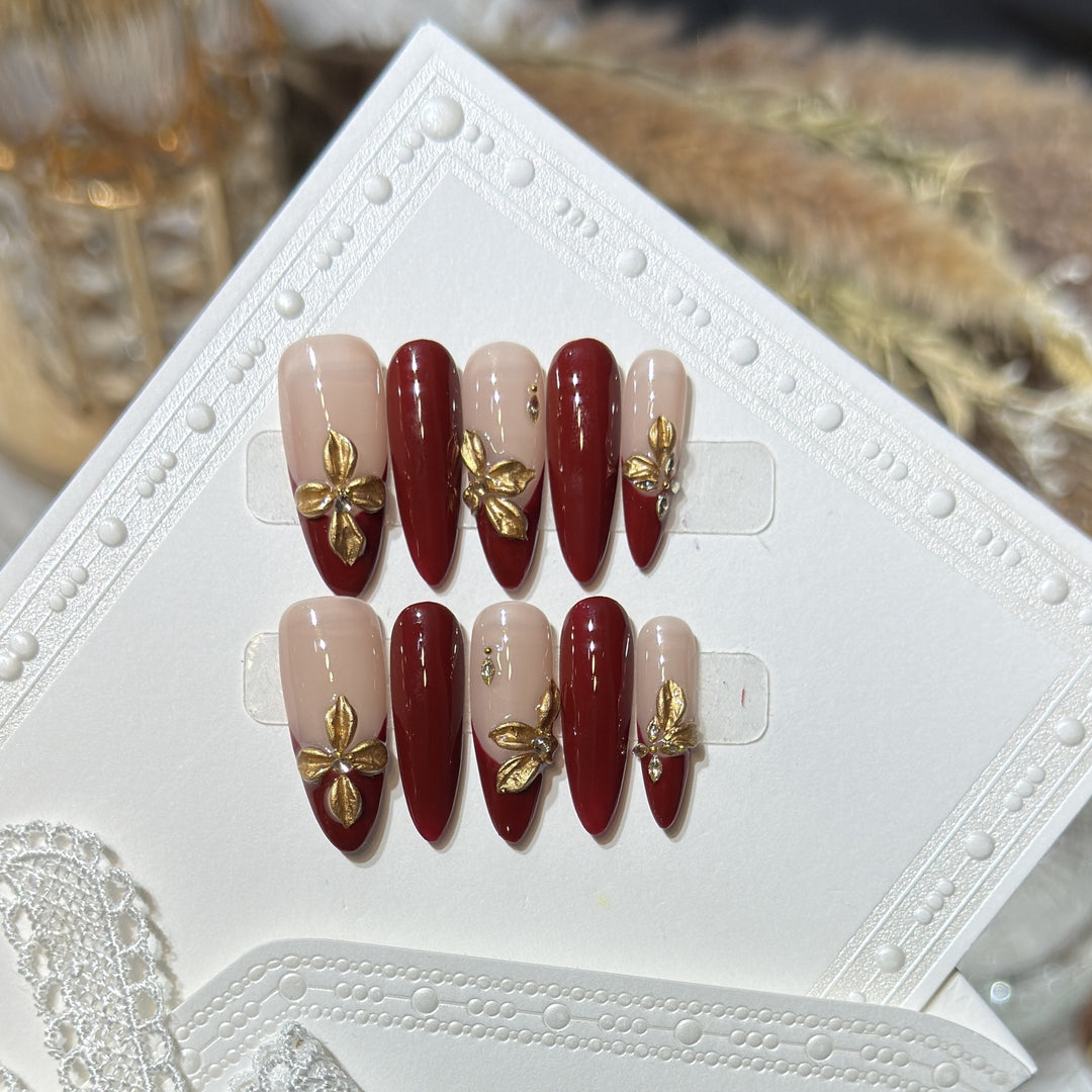 Luxuriöser Floraler Acrylnagel-Set Karnz