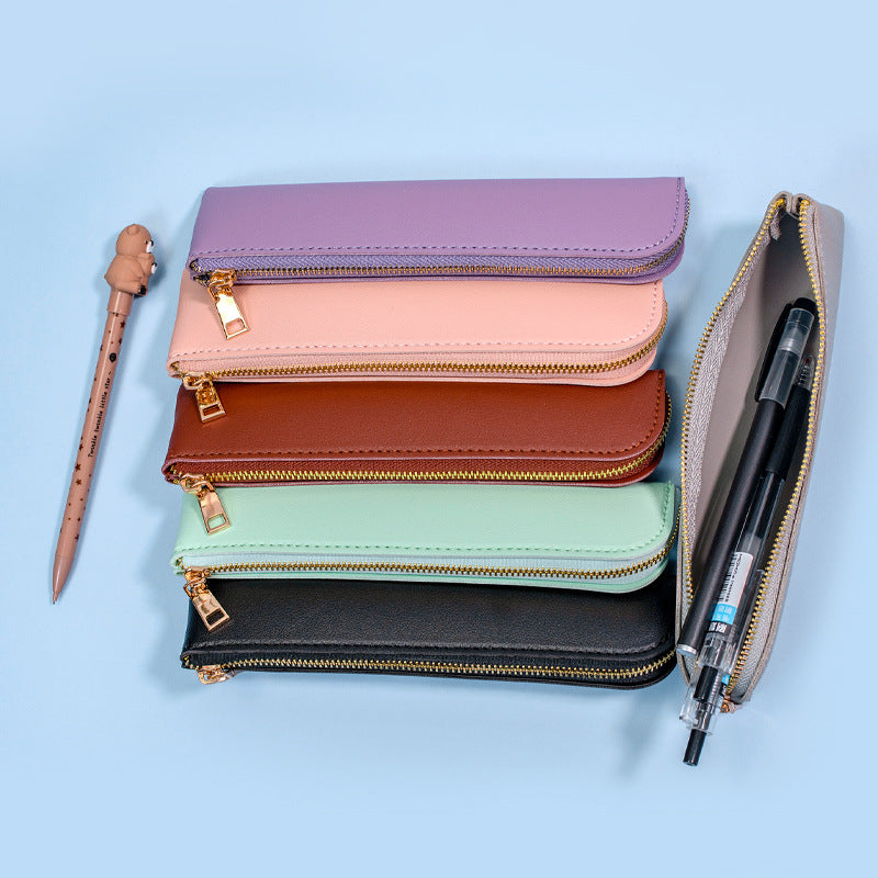Premium Leder Reißverschluss Bleistift Etui Karnz